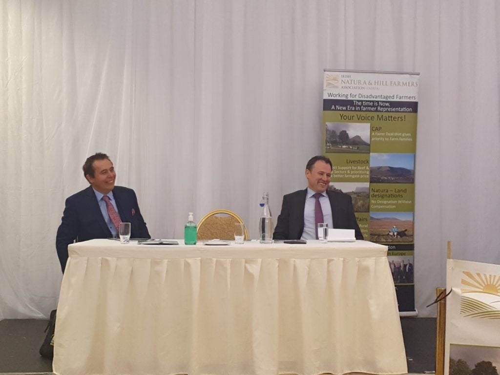 INHFA president Vincent Roddy and agriculture minister, Charlie McConalogue at the INHFA AGM 2021 in Co. Donegal