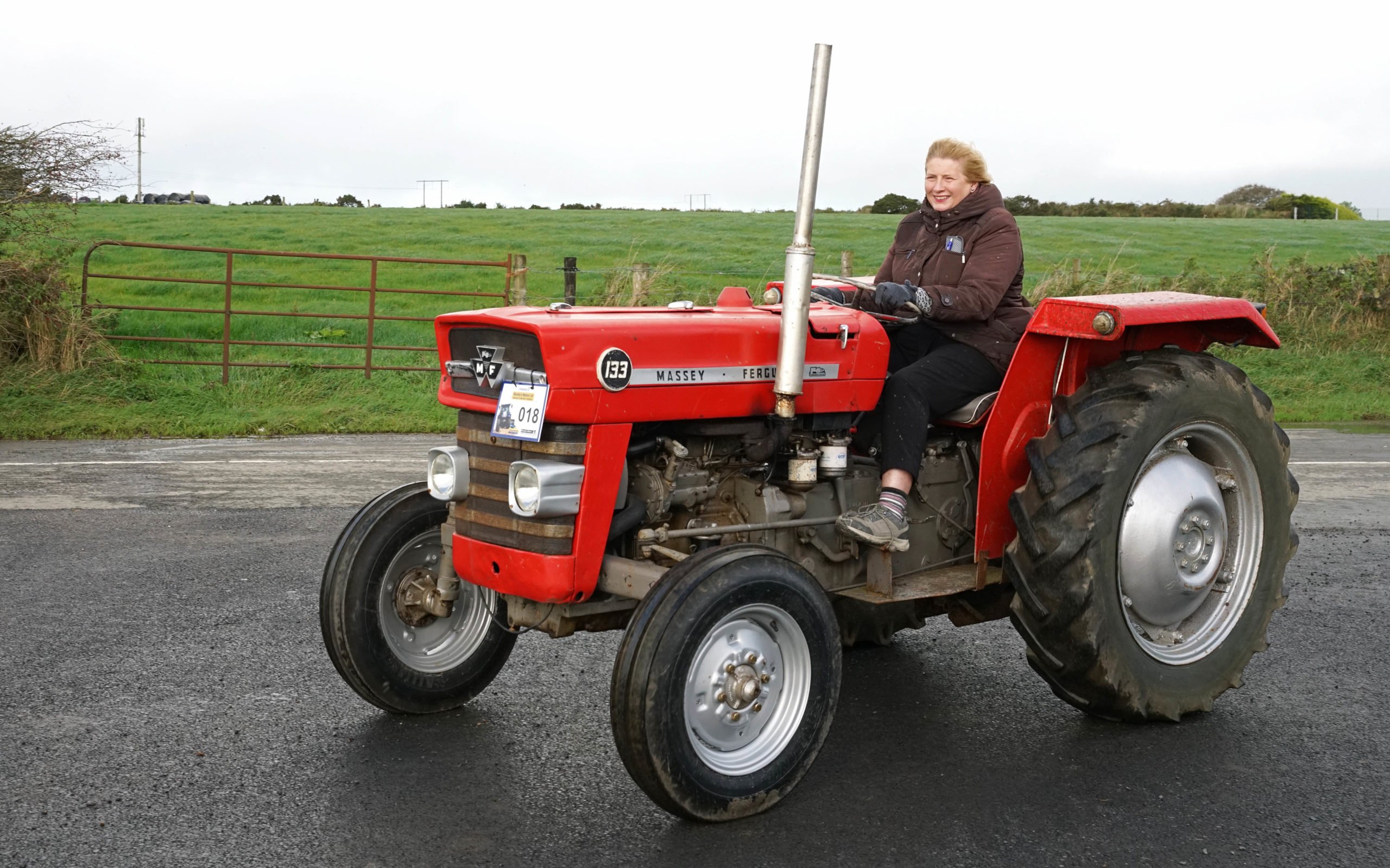 Fidelis Doherty on a MF 133 which was purchased second-hand from Murphy Motors. The original owner traded it in for a Ford 5000