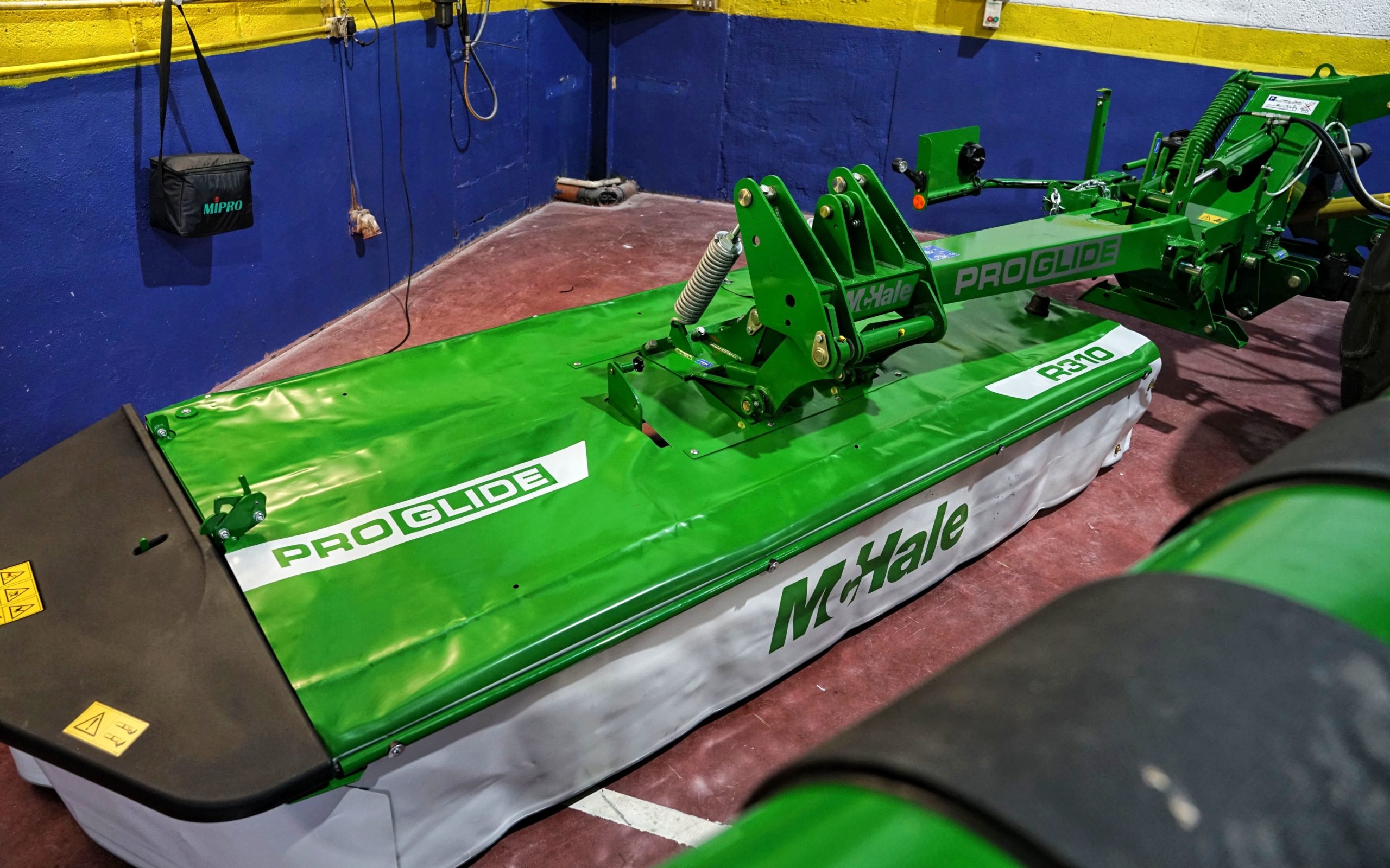 Tucked away in a corner was the new mower from McHale which will be available next year