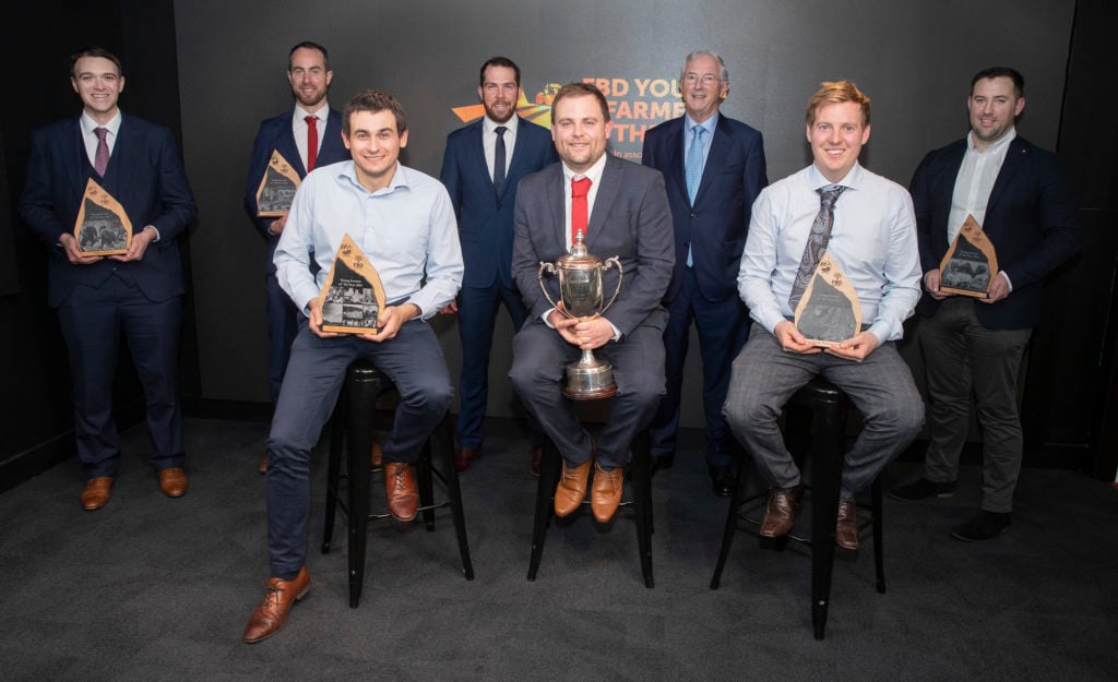 Back row: Trevor Cobbe; Eoin Kennedy; president Macra na Feirme, John Keane; chairman FBD Trust, Michael Berkery, Eanna Tiernan.Front row: Shane Halpin, Owen Ashton, Edward Treanor  