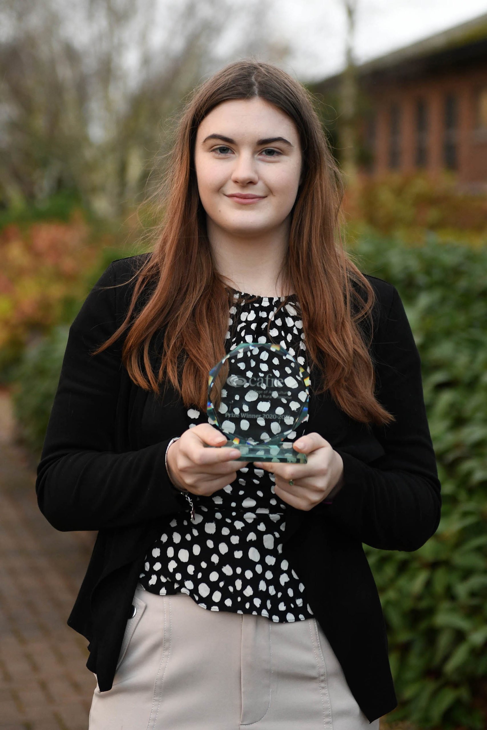 CAFRE Enniskillen Campus BSc Equine Management student Evlin Berkley, Carrick-on-Shannon, received the Vaughan Trust Award, awarded to the top first year student 2021
