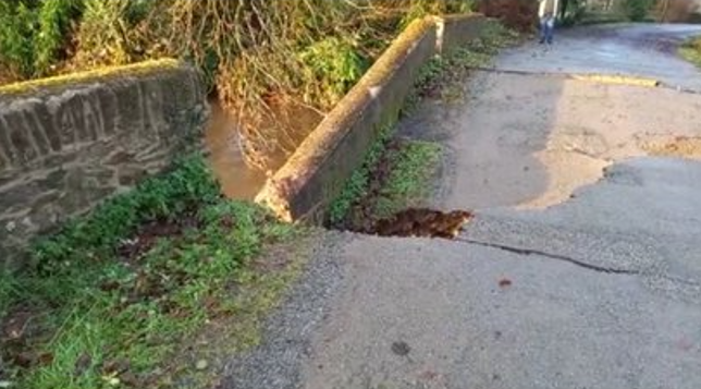 Flood waters destroyed road bridges at various locations. Image source: Wexford County Council