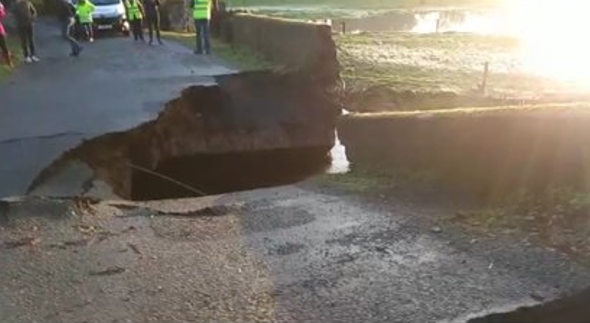 Flood waters destroyed road bridges at various locations. Image source: Wexford County Council