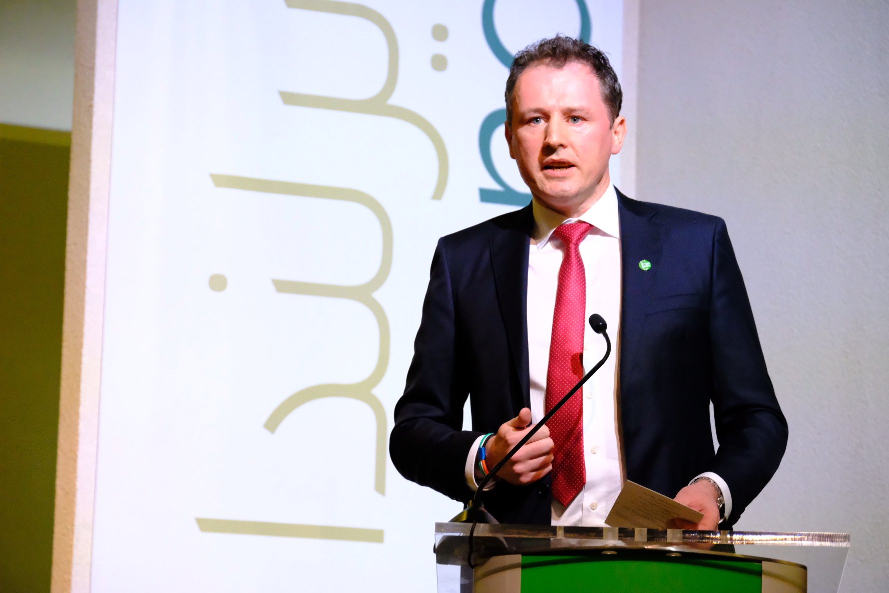Minister for Agriculture, Food and the Marine, Charlie McConalogue speaking at EXPO2020 in Dubai in February 2022