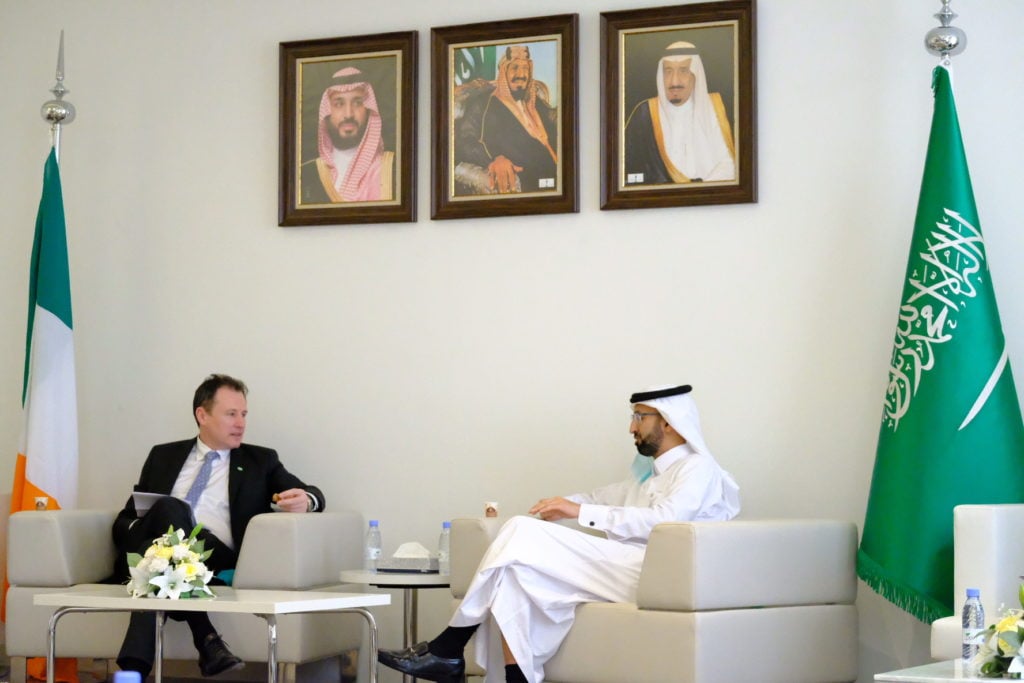 Minister for Agriculture, Food and the Marine, Charlie McConalogue with Saudi Food and Drug Authority CEO Dr. Hisham Al-Jadhey during a trade mission in 2022
