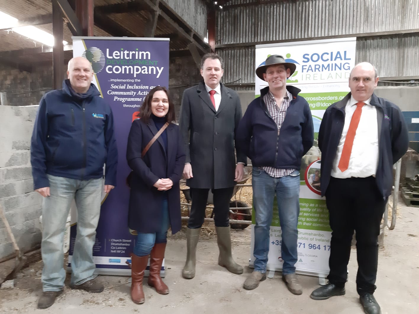 Minister McConalogue with staff from Social Farming Ireland and social farmer William McLaughlin (L-R) Andrew Chilton, Dr. Aisling Moroney, Minister McConalogue, William McLaughlin  and Brian Smyth