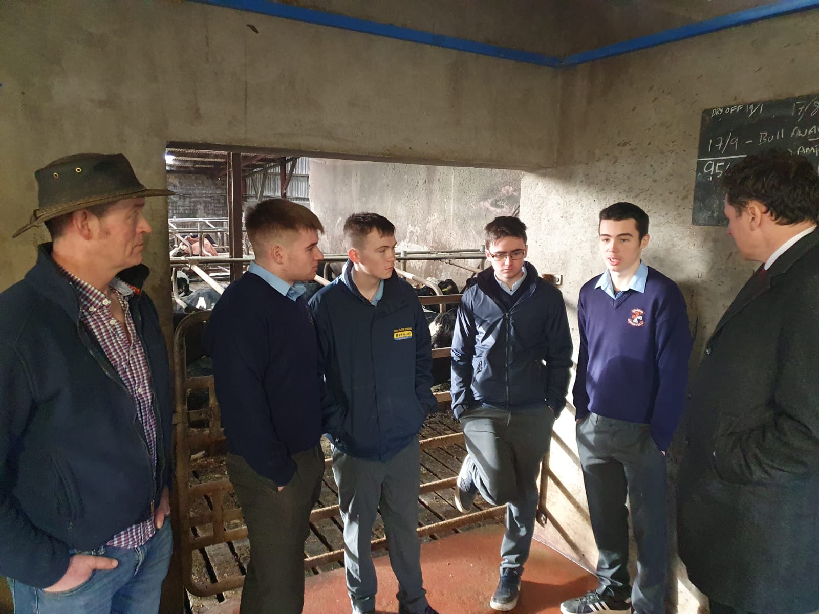 Minister McConalogue hears about the kind of activities carried out on a social farm from Leaving Cert Applied students in Carndonagh Community School and from social farmer William McLaughlin