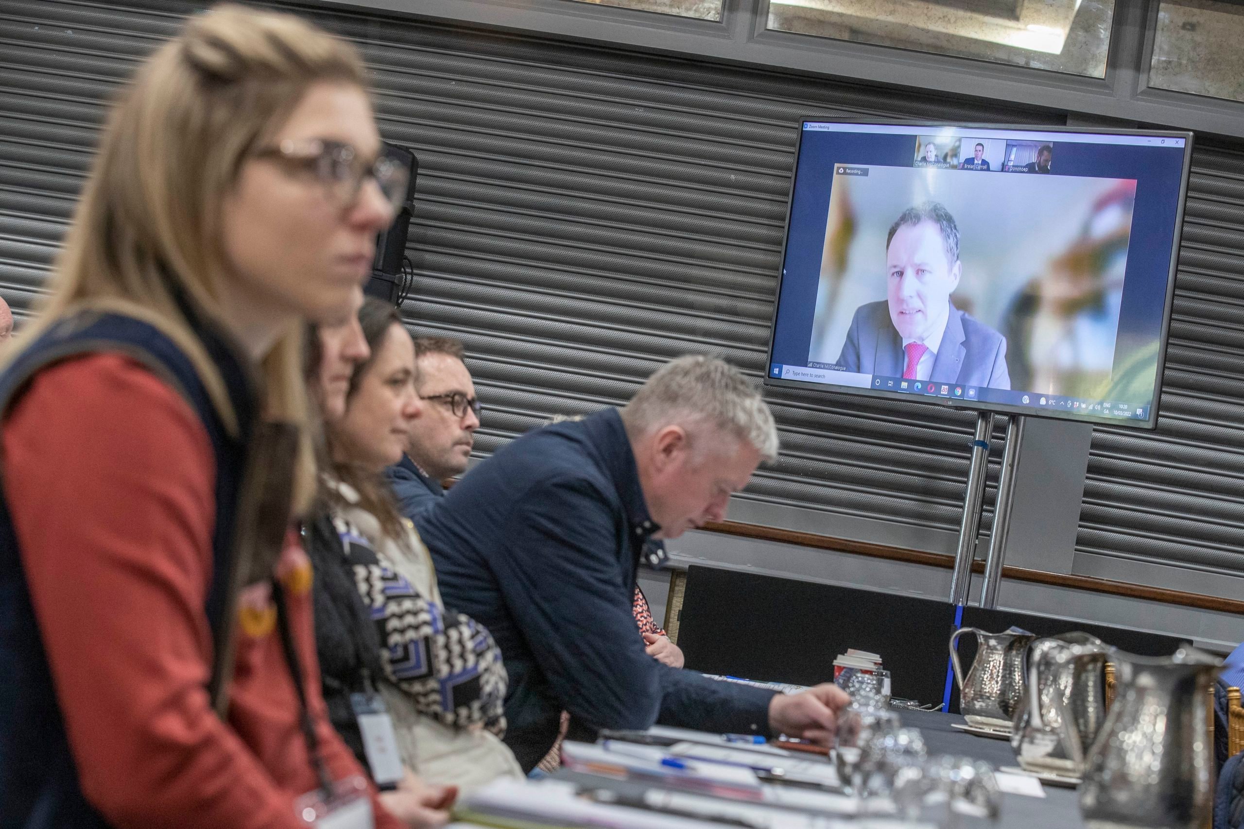 Delegates pictured at the ACA AGM, being addressed by Minister McConalogue