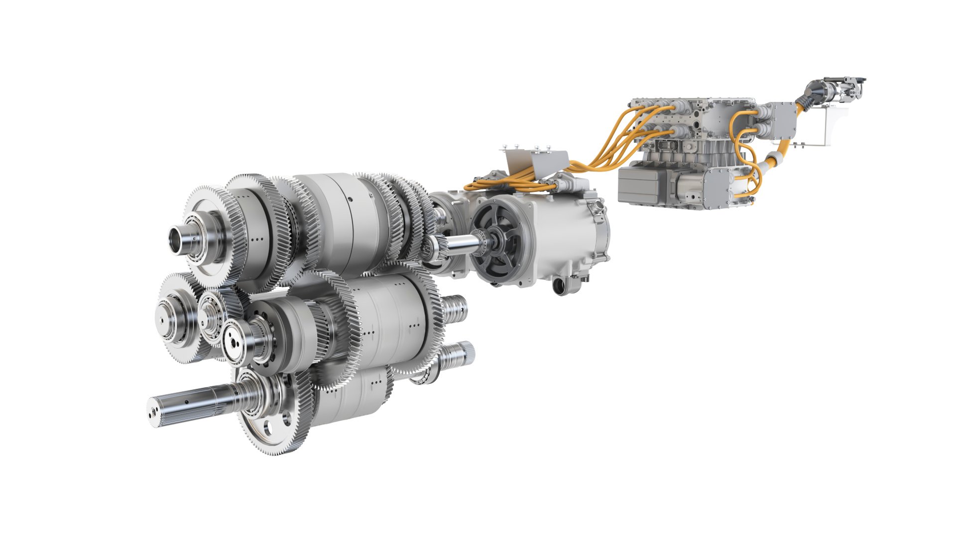 The two alternators sit immediately behind the transmission