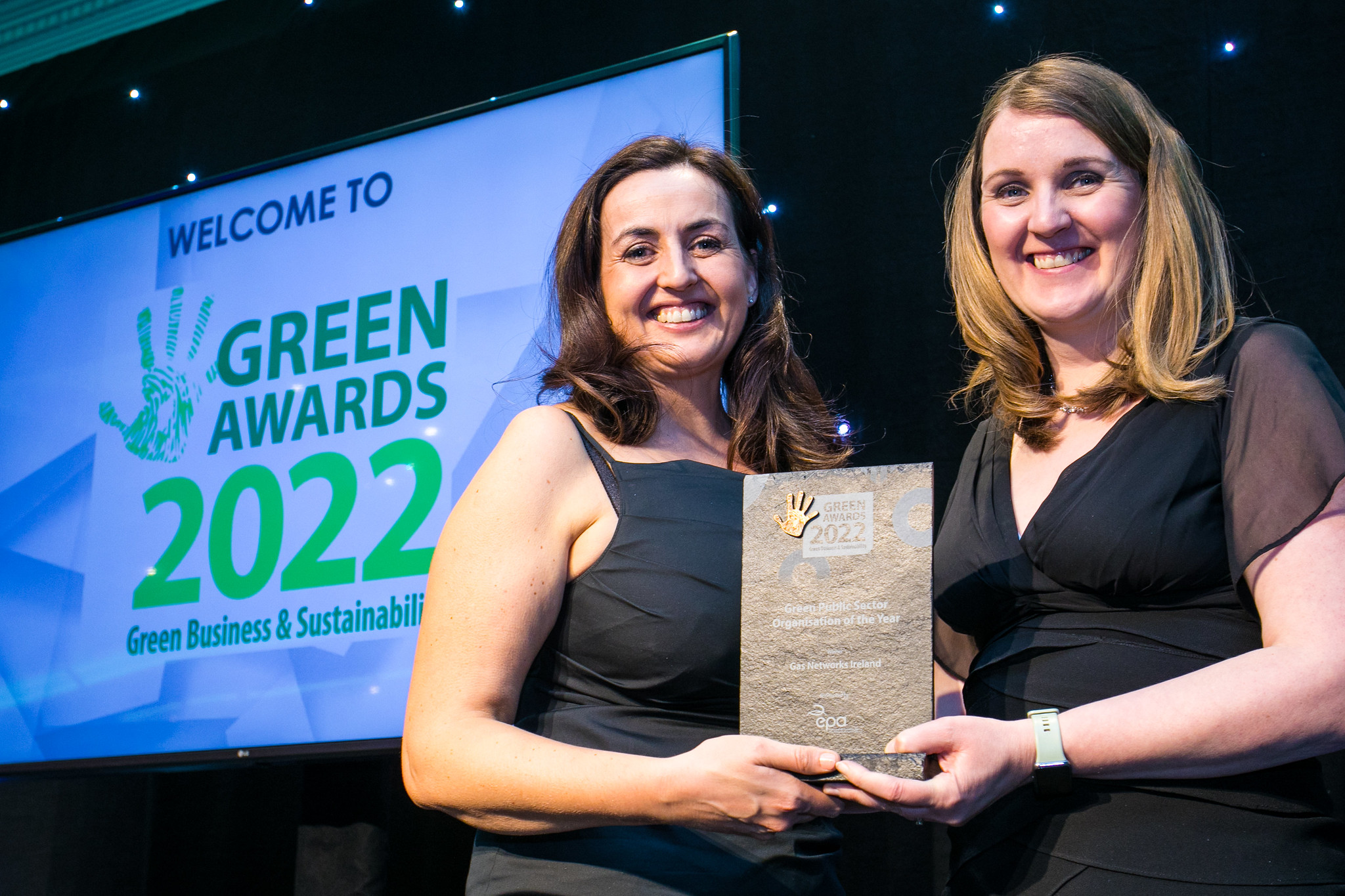 Anne Moore, Sustainability Manager at Gas Networks Ireland with a representative from the Environmental Protection Agency (EPA) Image Source: Gas Networks Ireland