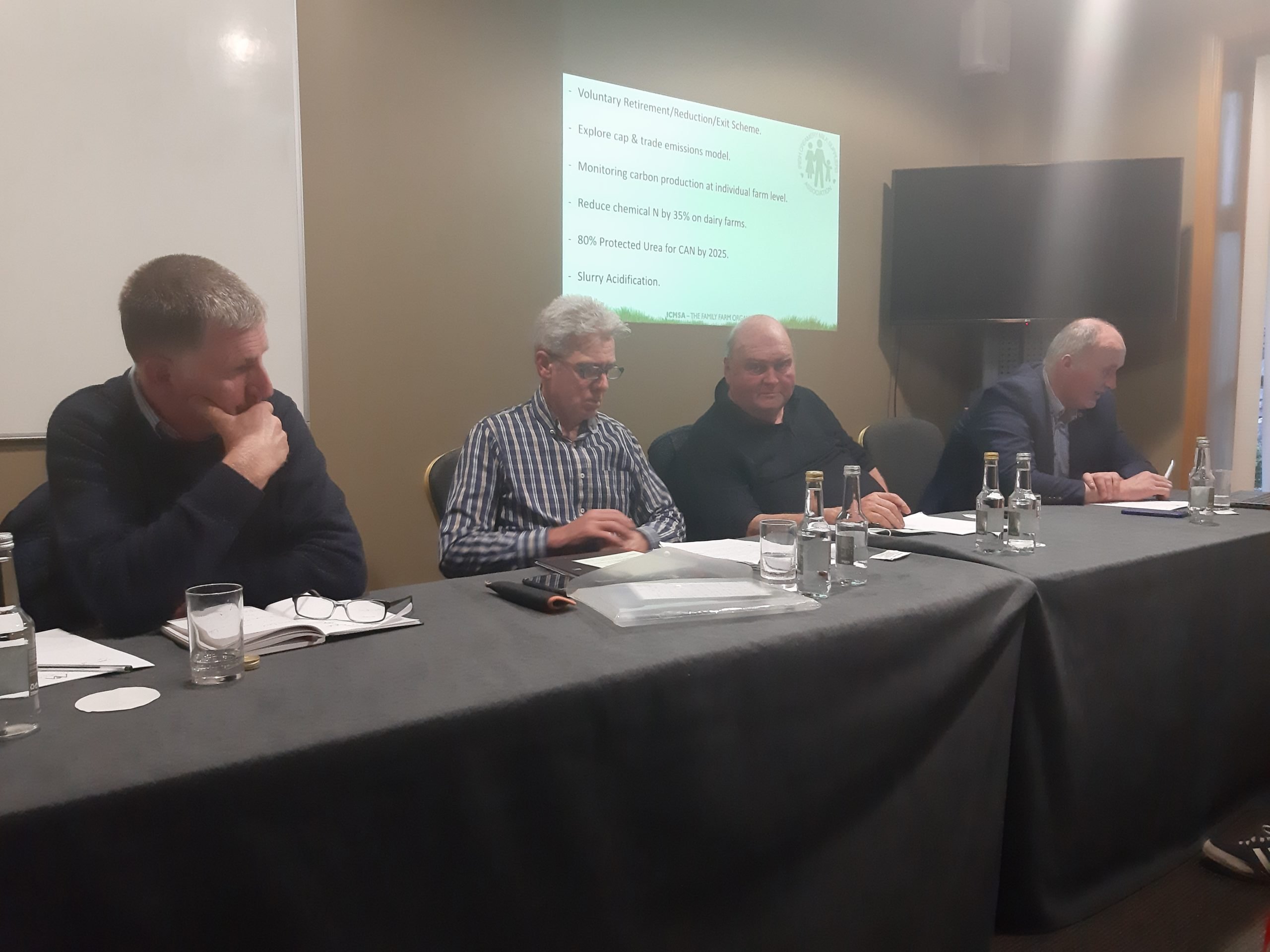 Denis Carroll, chair of Kerry Co-op, Noel Murphy, ICMSA Dairy chair, David Diggin, chair of Kerry ICMSA and Pat McCormack, ICMSA president