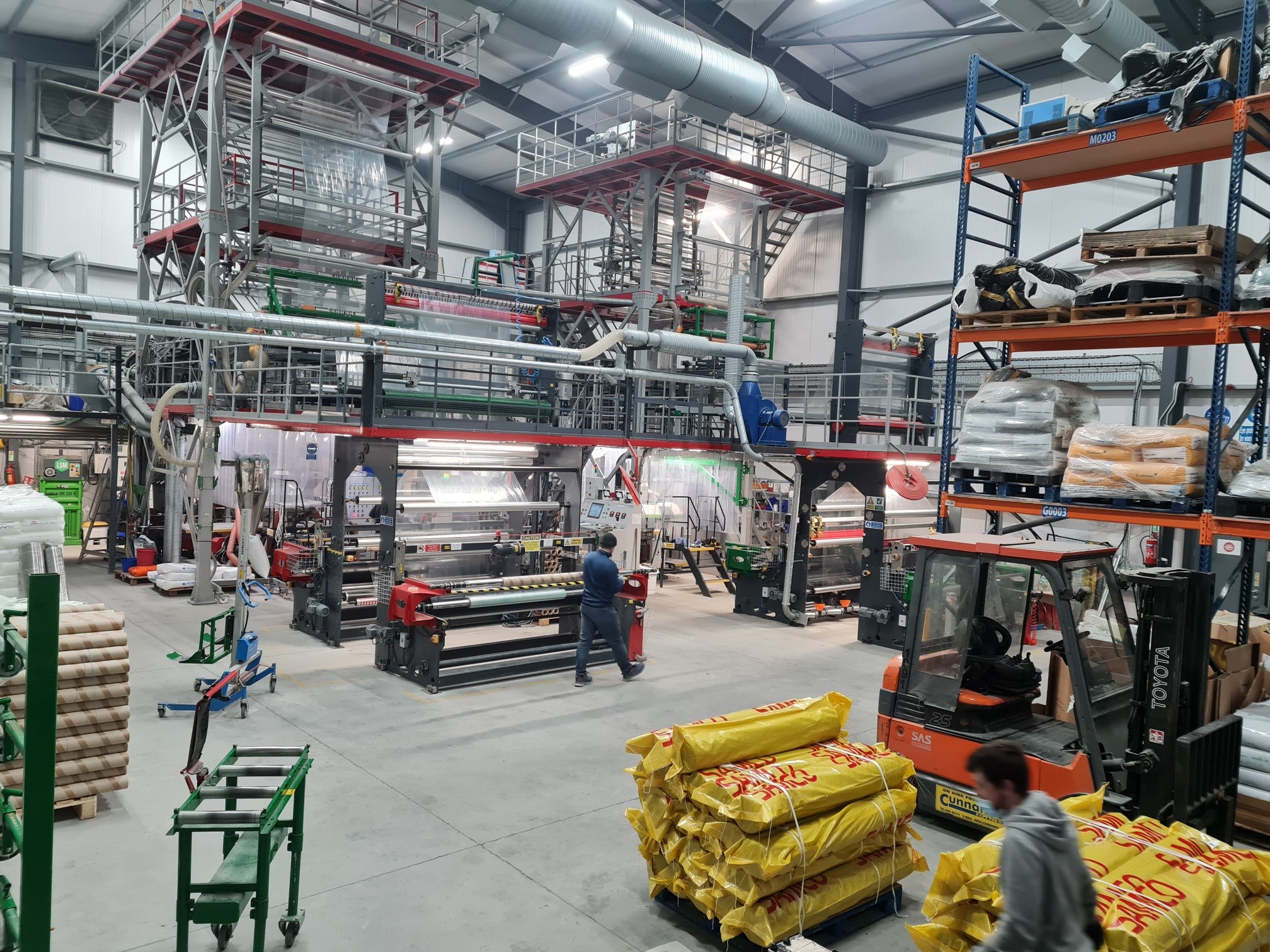 Samco's two multi-layered extruders in operation in Limerick producing compostable mulch film 24hrs/day