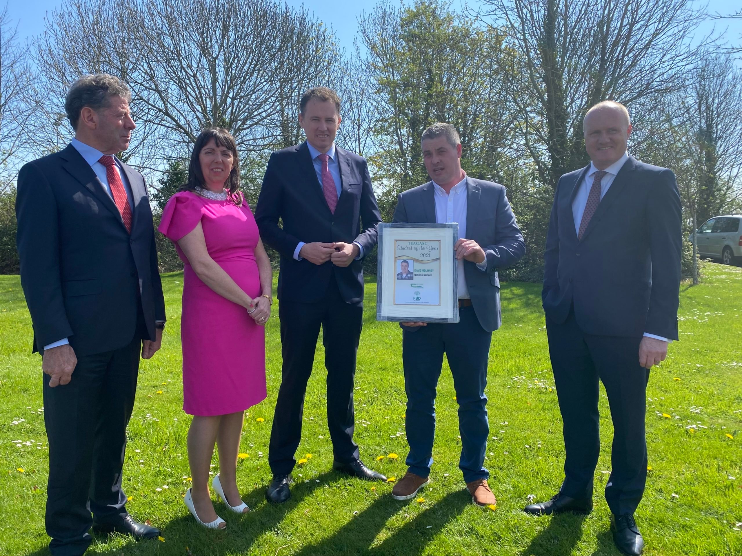 Teagasc chairman Liam Herlihy, Head of education Anne-Marie Butler, the Minister for Agriculture, Food and the Marine, Dave Moloney and FBD chief risk officer Derek Hall. Source: Agriland