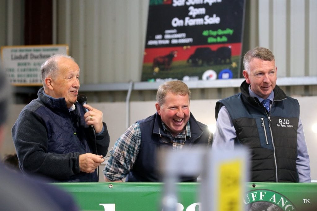 Auctioneer George Candler pictured with Leo McEnroe and John Tevlin, Ballyjamesduff Mart manager