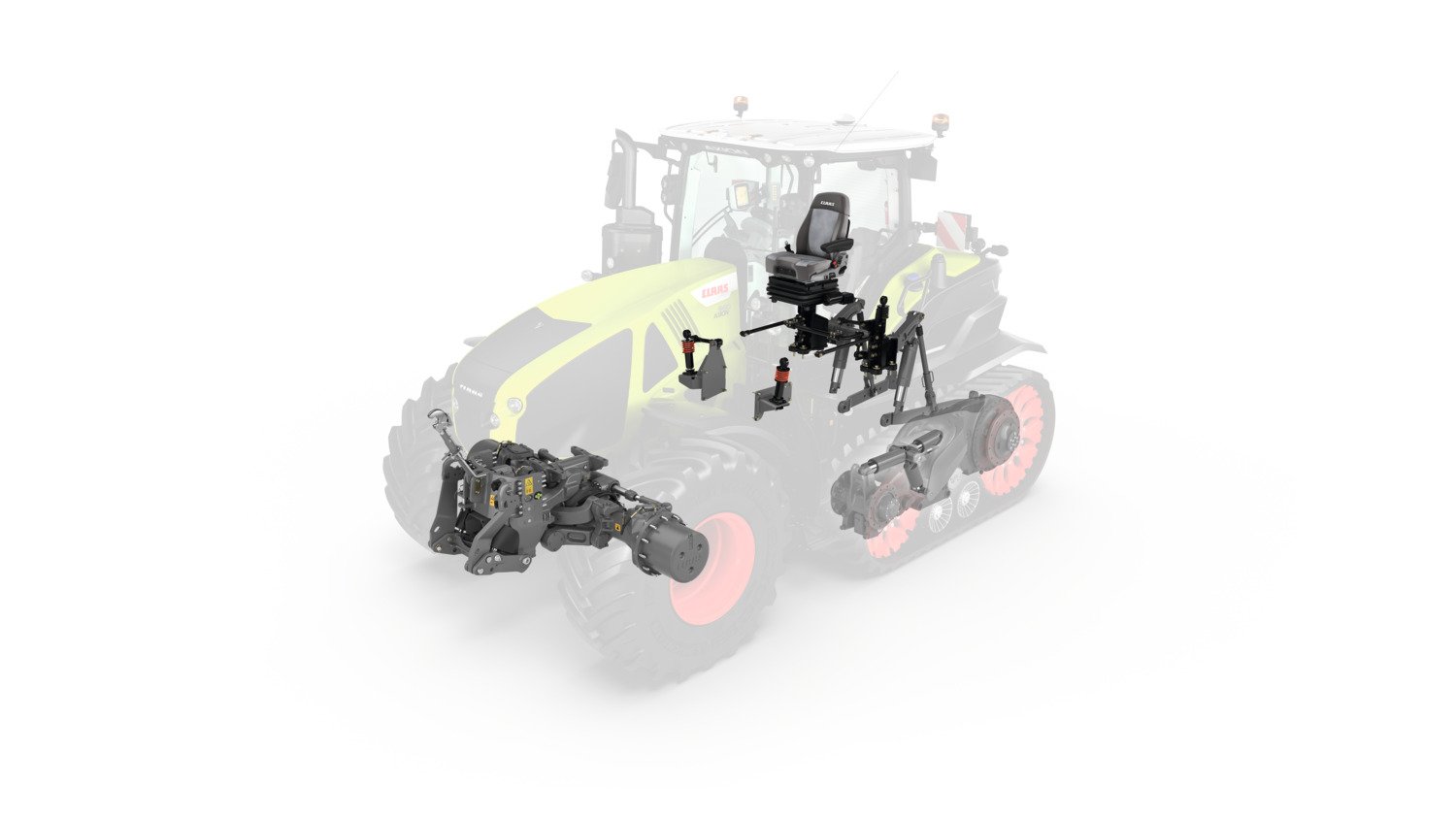 With all round suspension on axles, tracks and cab, the axion is akin to a magic carpet when under way