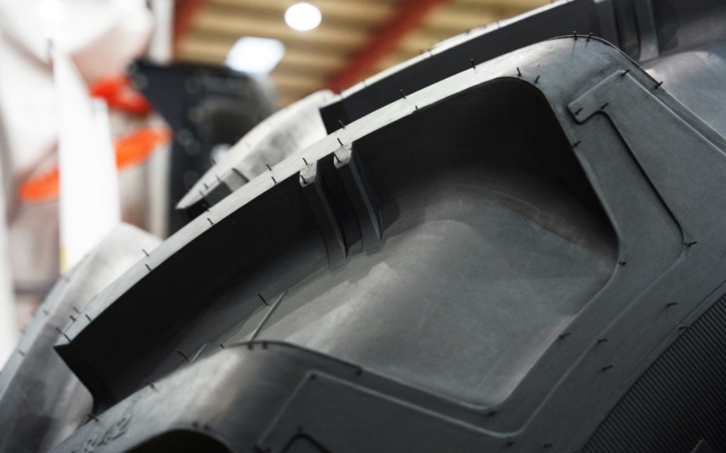 Natural rubber is used where good wear resistant properties are required in a tyre