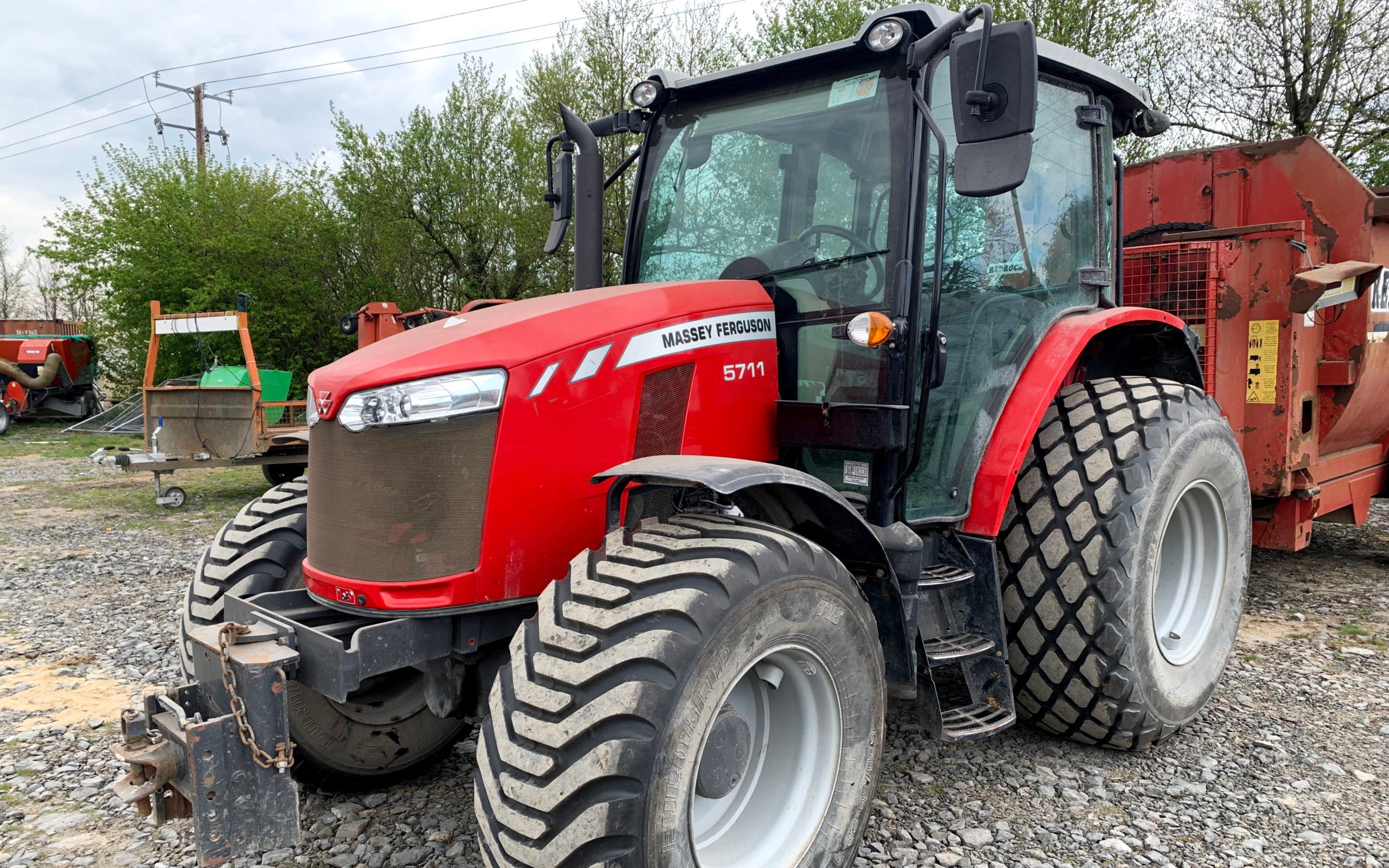 More typical of the fleet is this Massey Ferguson 5711. These are 105hp tractors and show between 955 and 1,727 hours. There four on offer, fitted with turf tyres