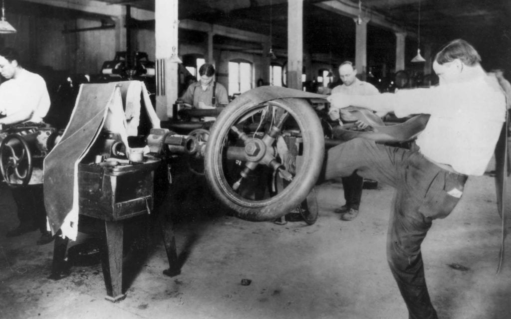Doing it the hard way. Goodyear tyre production in the early 1900s