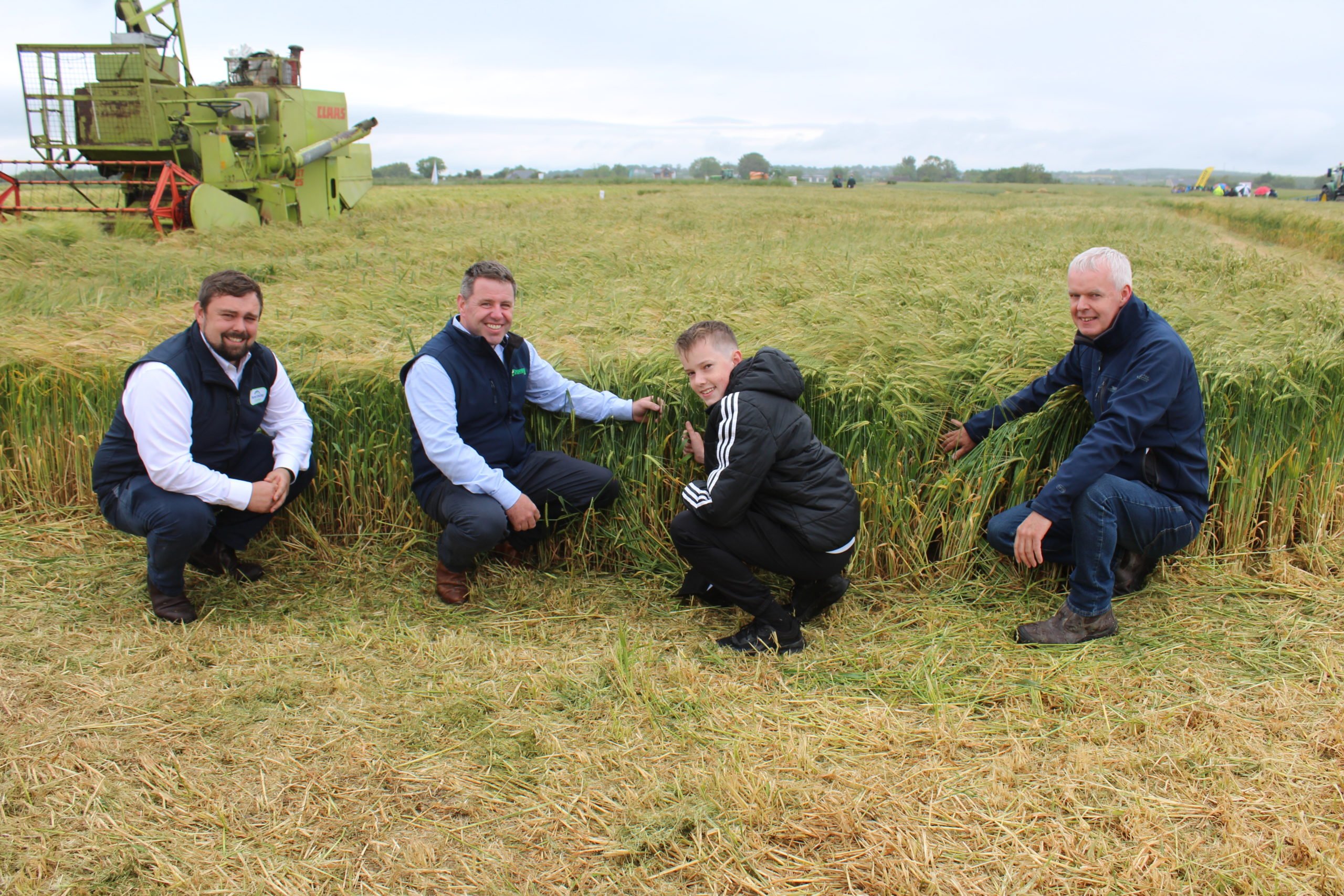Enjoying their visit to the Drummonds Agronomy and Crop Open Day (l to r):Gary Spence, Fane Valley; Glenn Speer, managing director Drummonds; Aaron and Nicholas McCabe, Summerhill, Co. Meath