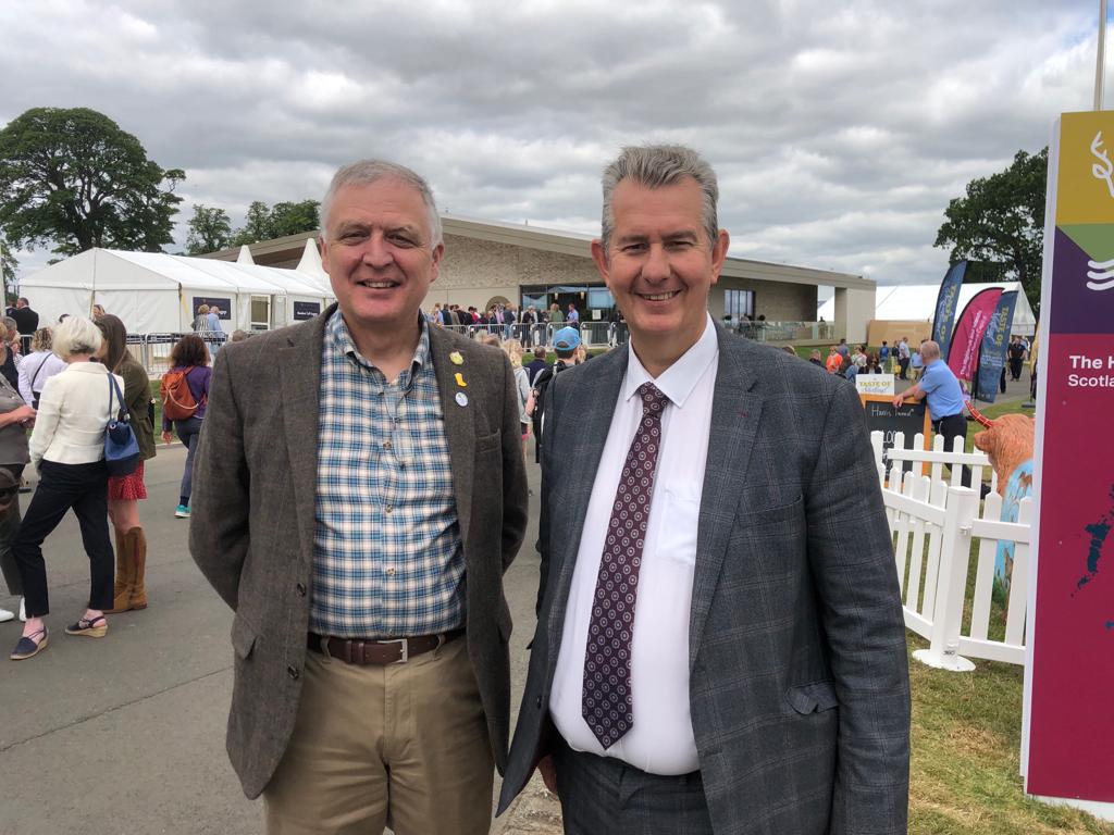 During a visit to the Royal Highland Show in Edinburgh, Minister Edwin Poots (right) is pictured with Ulster Farmers Union deputy president, William Irvine