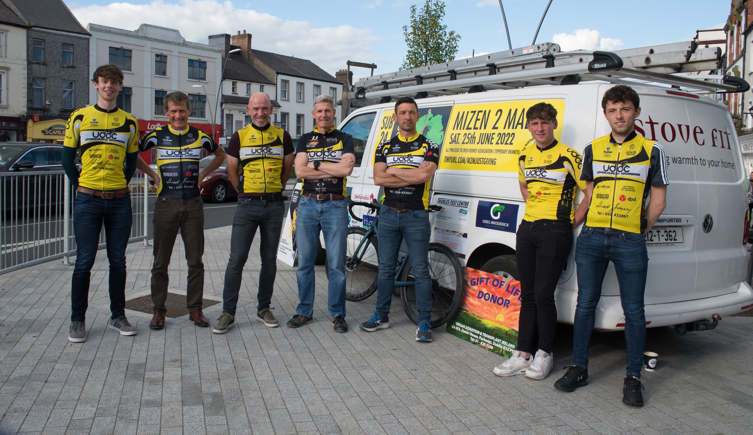 Pictured at the launch of the Mizen2Malin ultra 24 hour cycle were the challenge participants from UDCC Cycling Club (left to right) James Tobin, Urlingford, Co Kilkenny; Pat Heffernan, from Moyglass, Fethard; David Donovan, Thurles; Seamus Duggan, from Templemore; Francis Hogan, from Templemore; David Russell from Thurles; and Jamie Donovan, Thurles.
