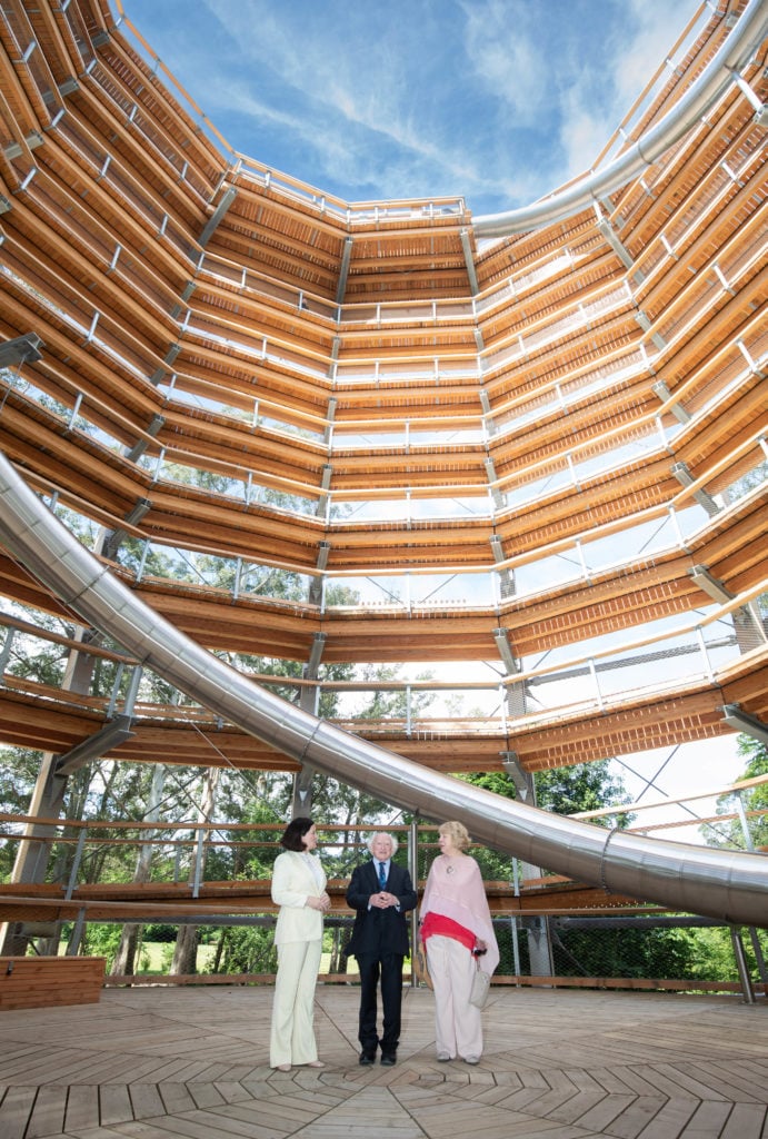 President Michael D. Higgins with his wife Sabina and Imelda Hurley, CEO, Coillte. Image source: Naoise Culhane