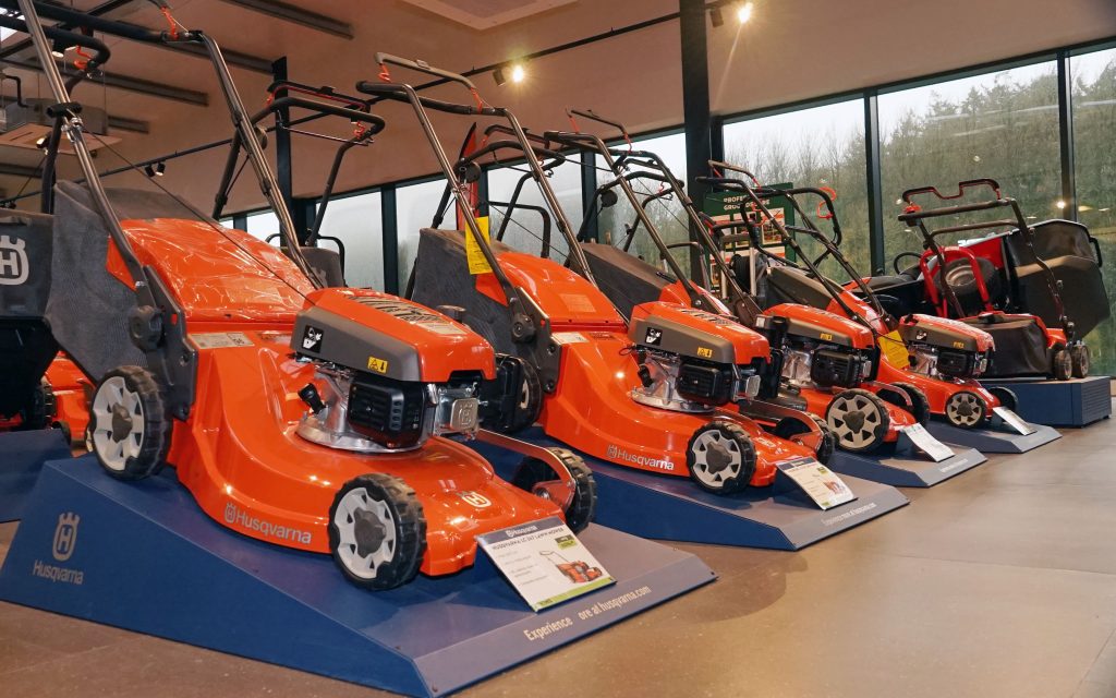 Upstairs is devoted to the display and sales of garden and ground care products