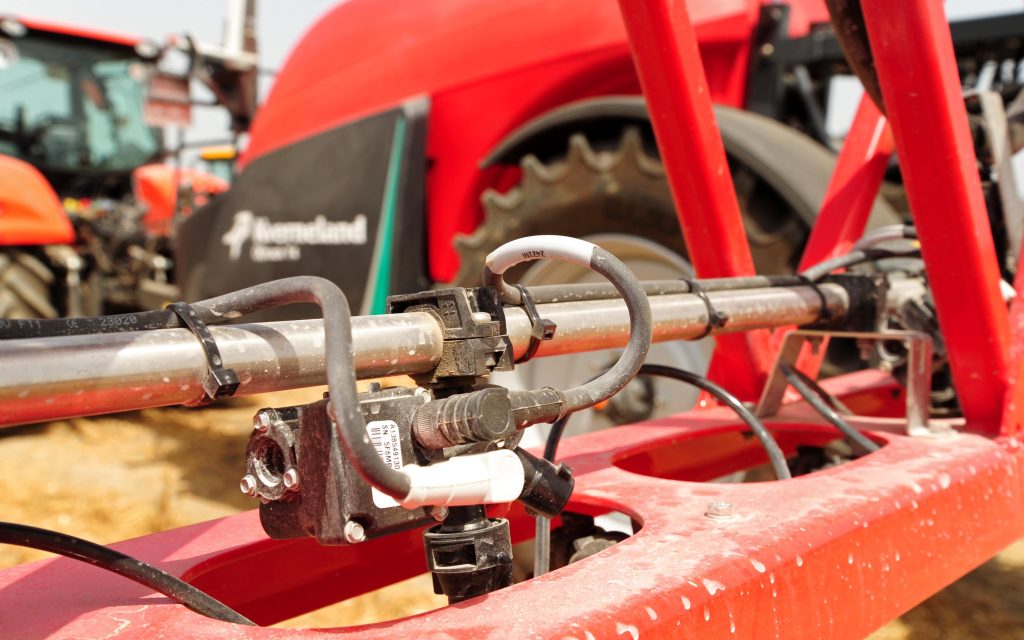 Electronic control of each individual nozzle valve facilitates variable rate application and spot spraying