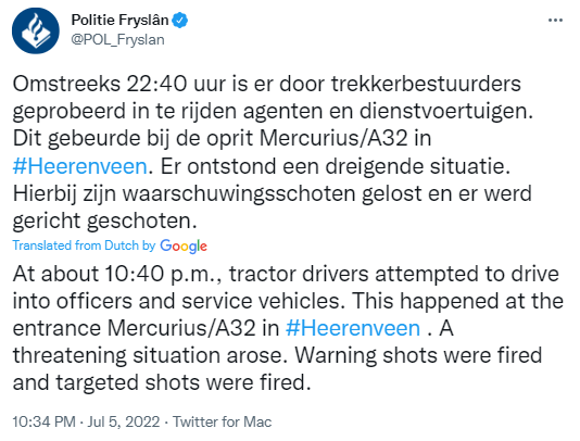 Image:  Poilitie Fryslan Twitter