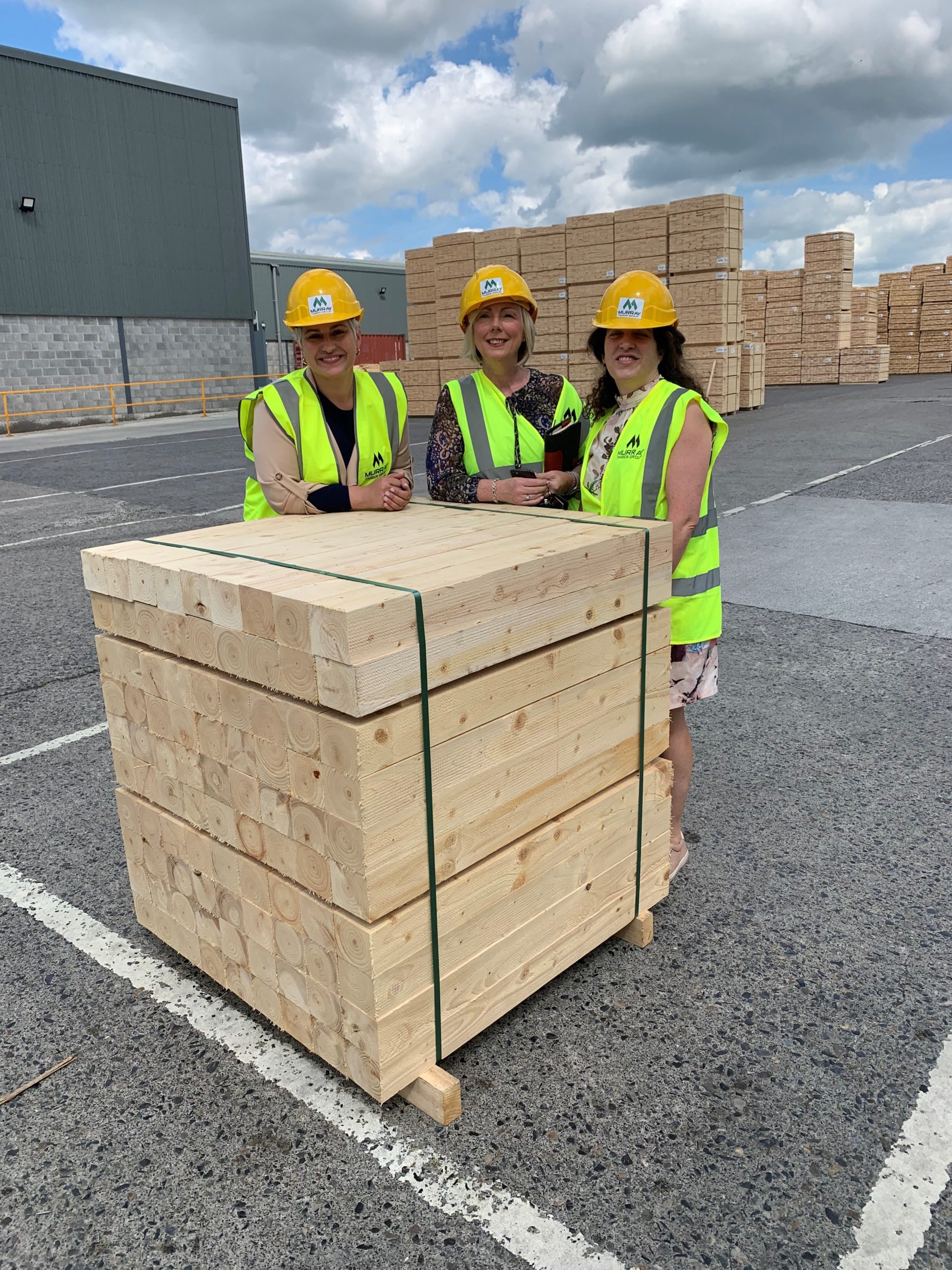 MEP Maria Walsh, Senators Regina Doherty and Aisling Dolan at  Murray Timber Group’s sawmill in Ballygar, Co. Galway. Image: Hany Marzouk Photography