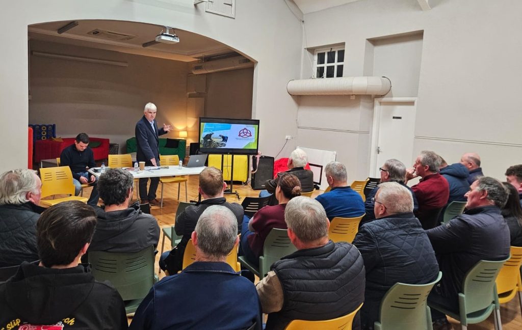 Irish Rural Link’s Brendan Mulry, introducing the farmers’ haggart initiative in Killererin, Co. Galway.