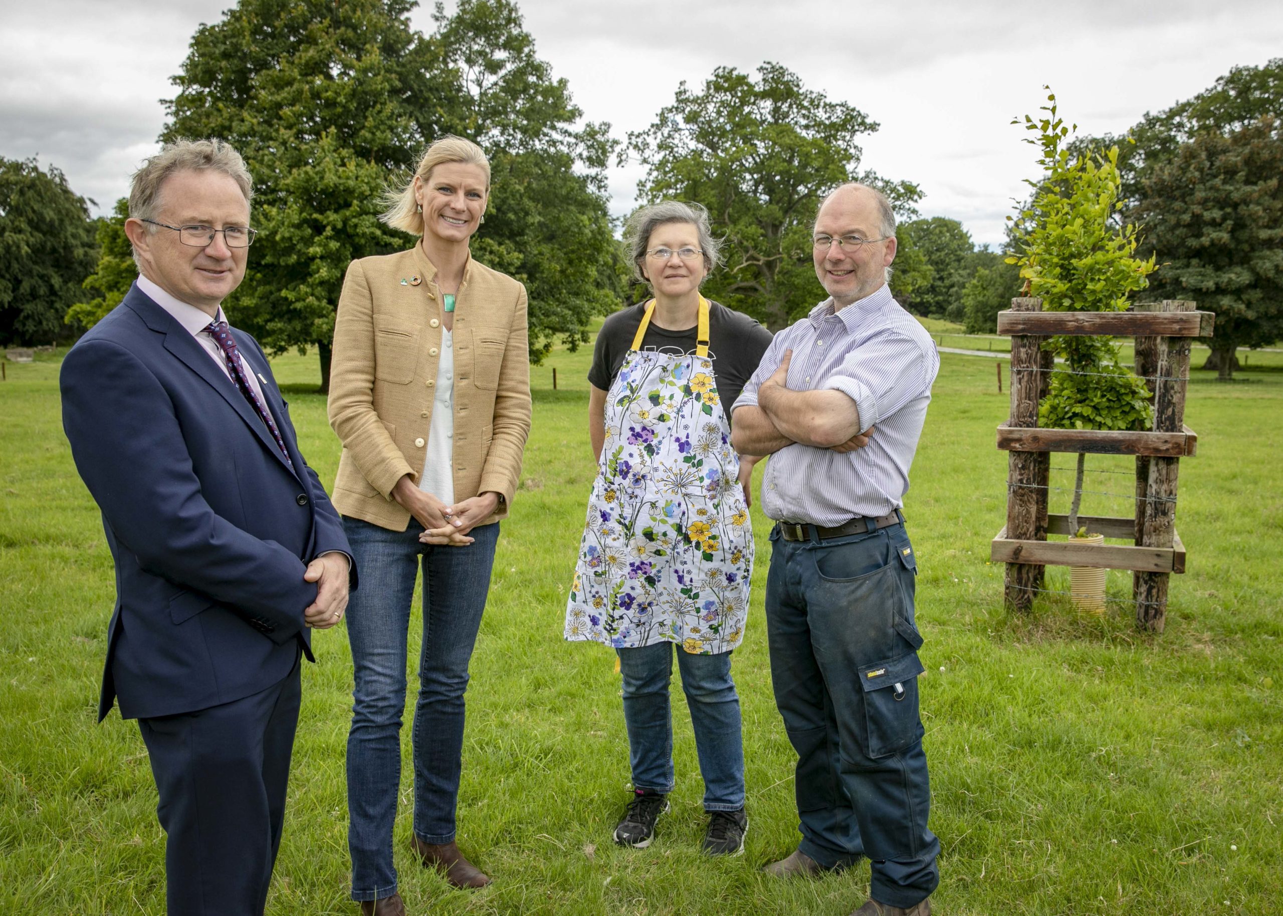 Teagasc director Prof. Frank O’Mara, Minister of State at the Department of Agriculture, Food and the Marine (DAFM), Senator Pippa Hackett and Ali Duck and Dominic Leonard, Castlewood Organic Farm, Durrow Co Laois. Image: Fennell Photography