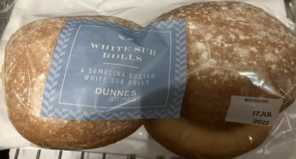 Batches of the White Sub Rolls are being recalled. Image source: FSAI