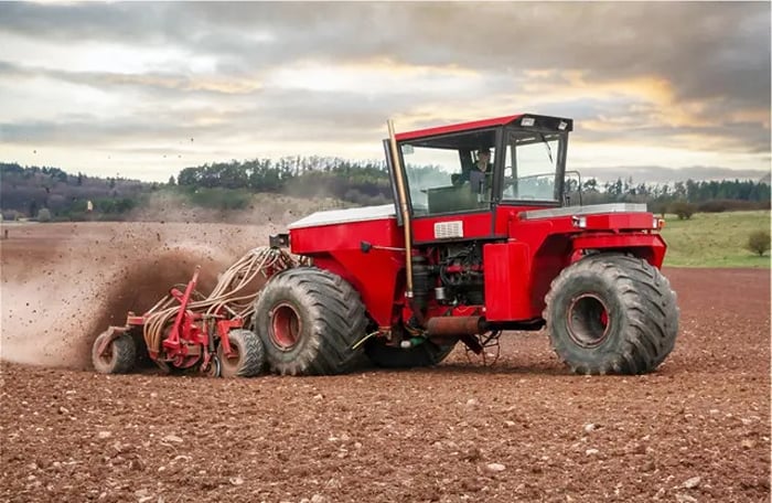 The Terra-Trac working with a Seed-Exactor. The power was required to drive the rotavator rather than provide traction