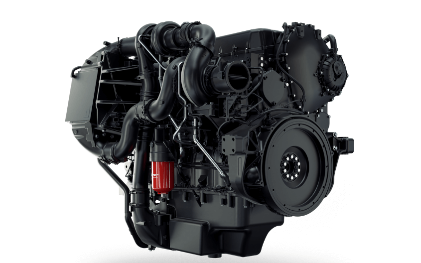The six-cylinder Cursor 16 engine from FPT is operating at its maximum power in the Steiger 785 Quadtrac