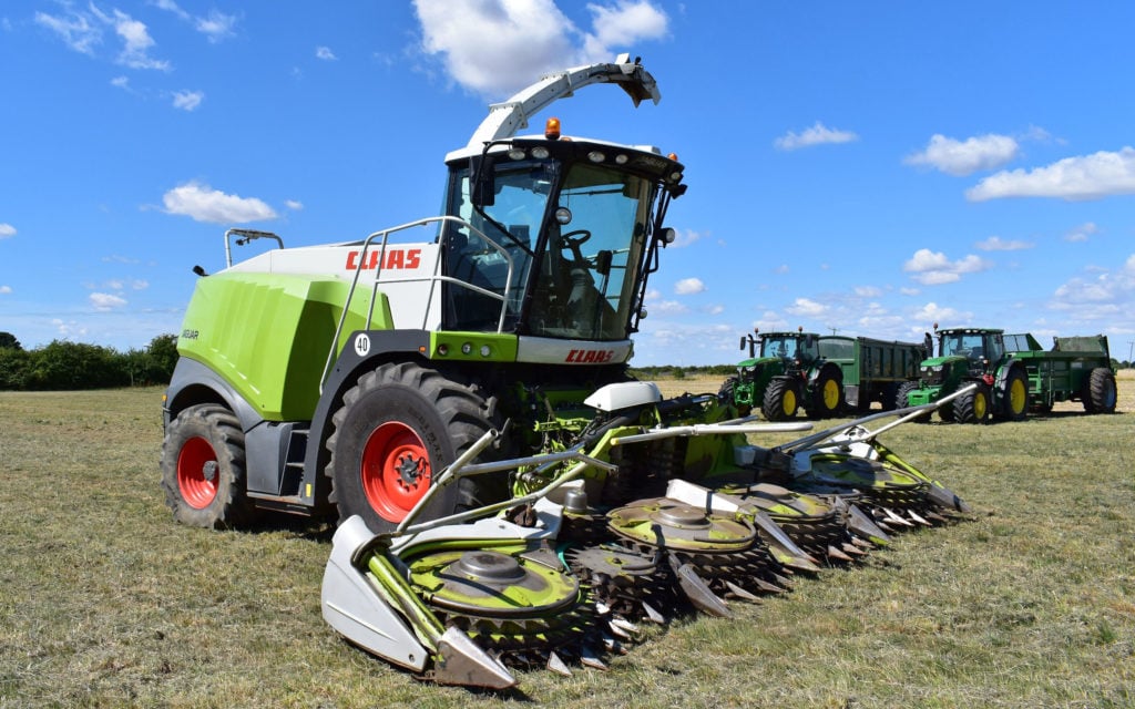 The Claas Jaguar has 310hp on tap and comes with maize header