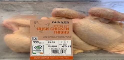 Labelled as chicken thighs but contains raw chicken breast