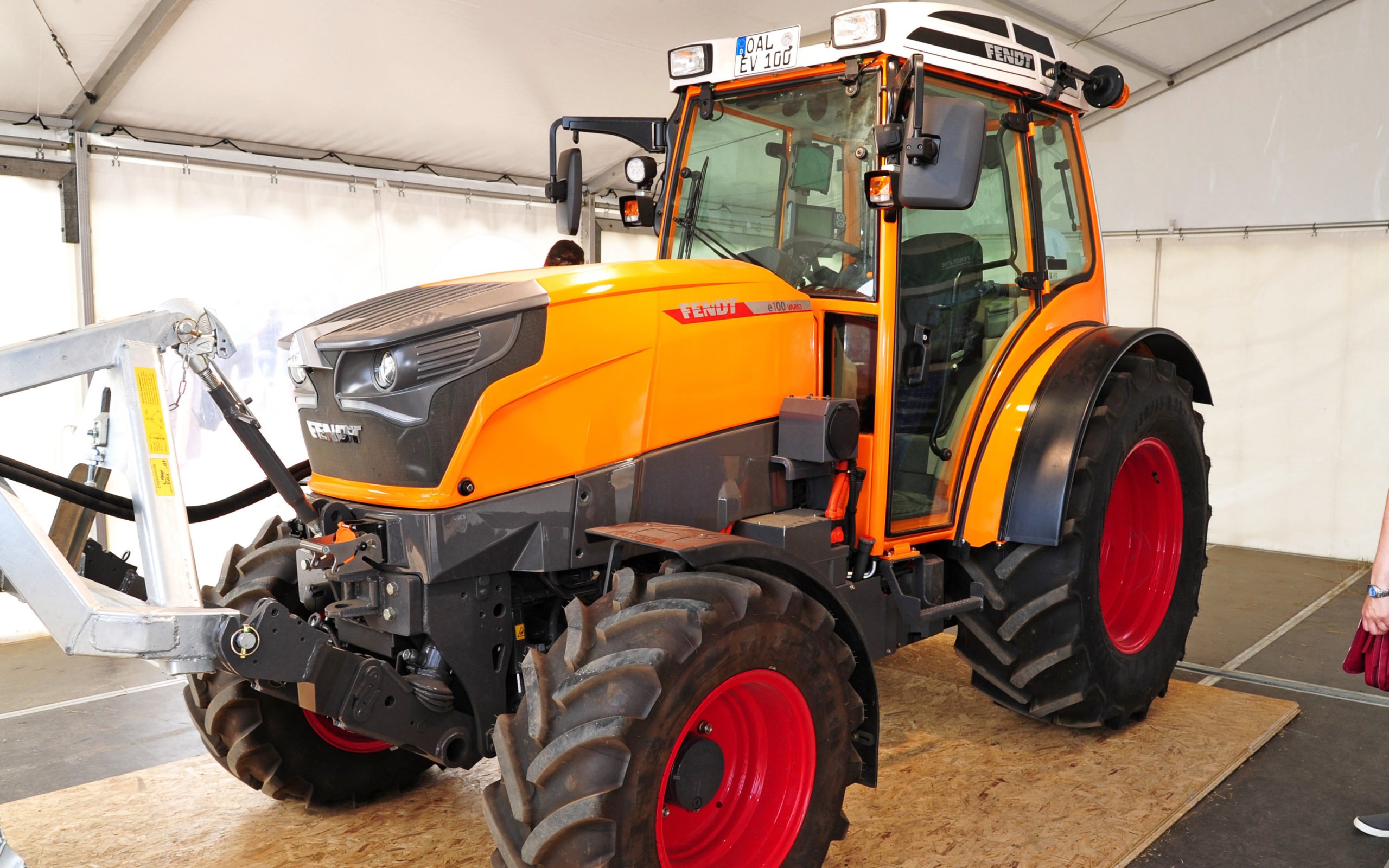 The e100 Vario on display at a previous Fendt press event in 2018