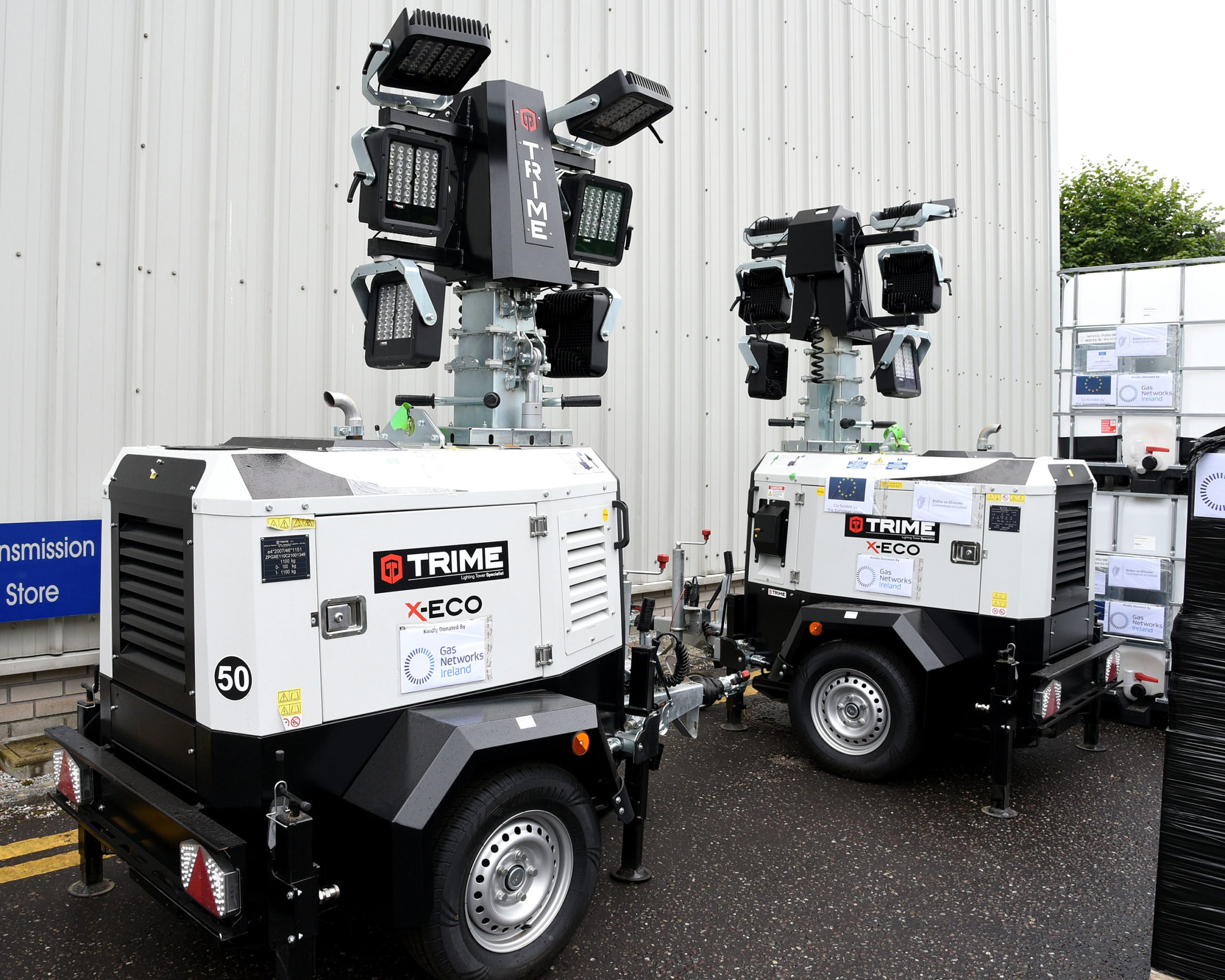 Two of the diesel powered mobile lighting rigs being donated. Picture: Adrian O'Herlihy