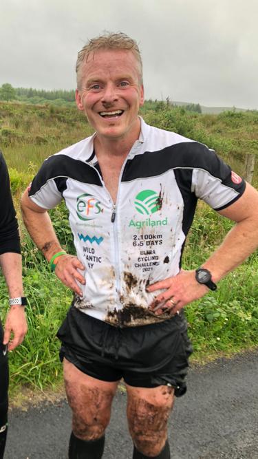 Alan Heaney after a muddy mountain bike ride
