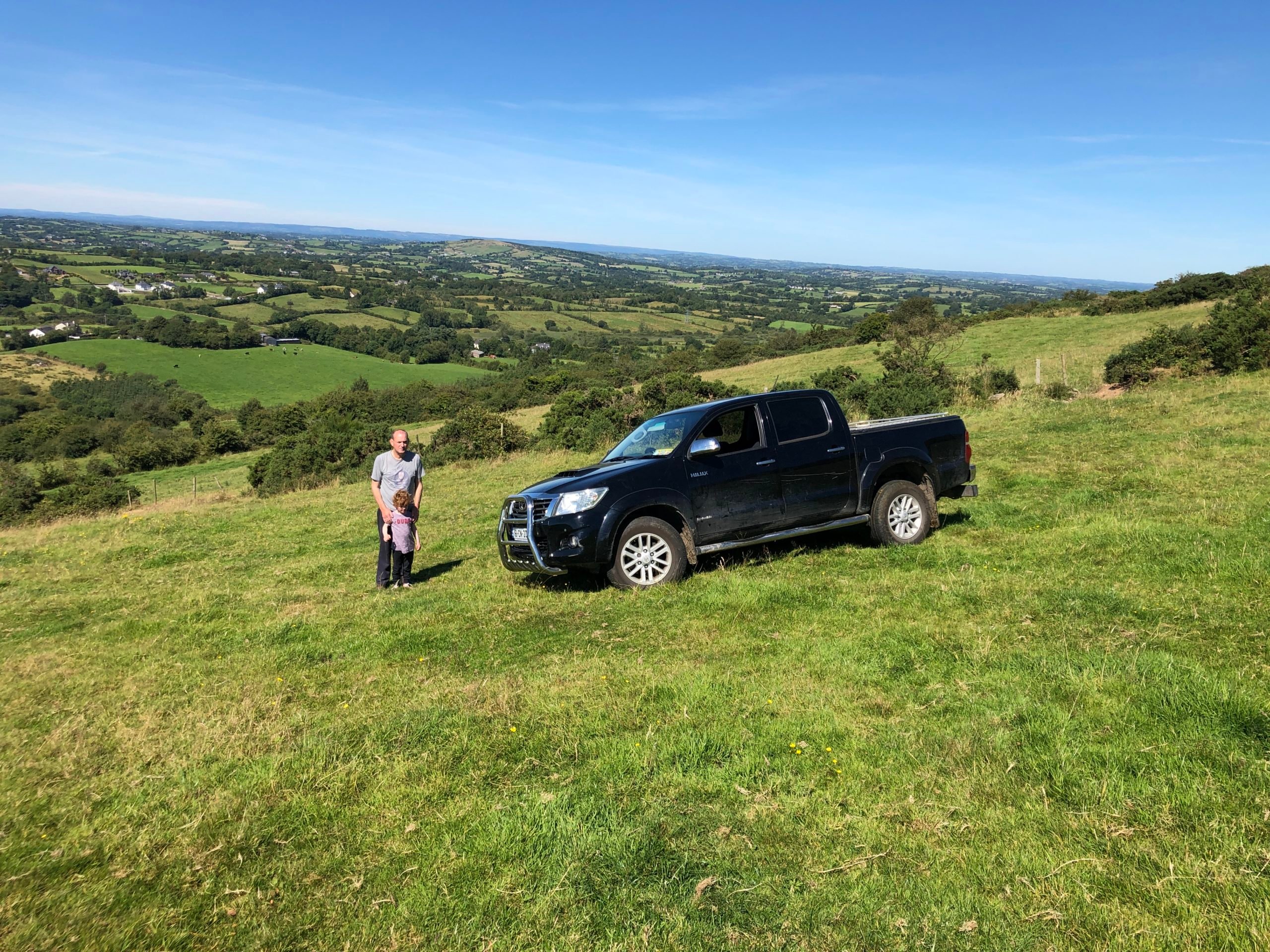 Con and his young son Charlie on their farm situated on Slieve Glah overlooking county Cavan