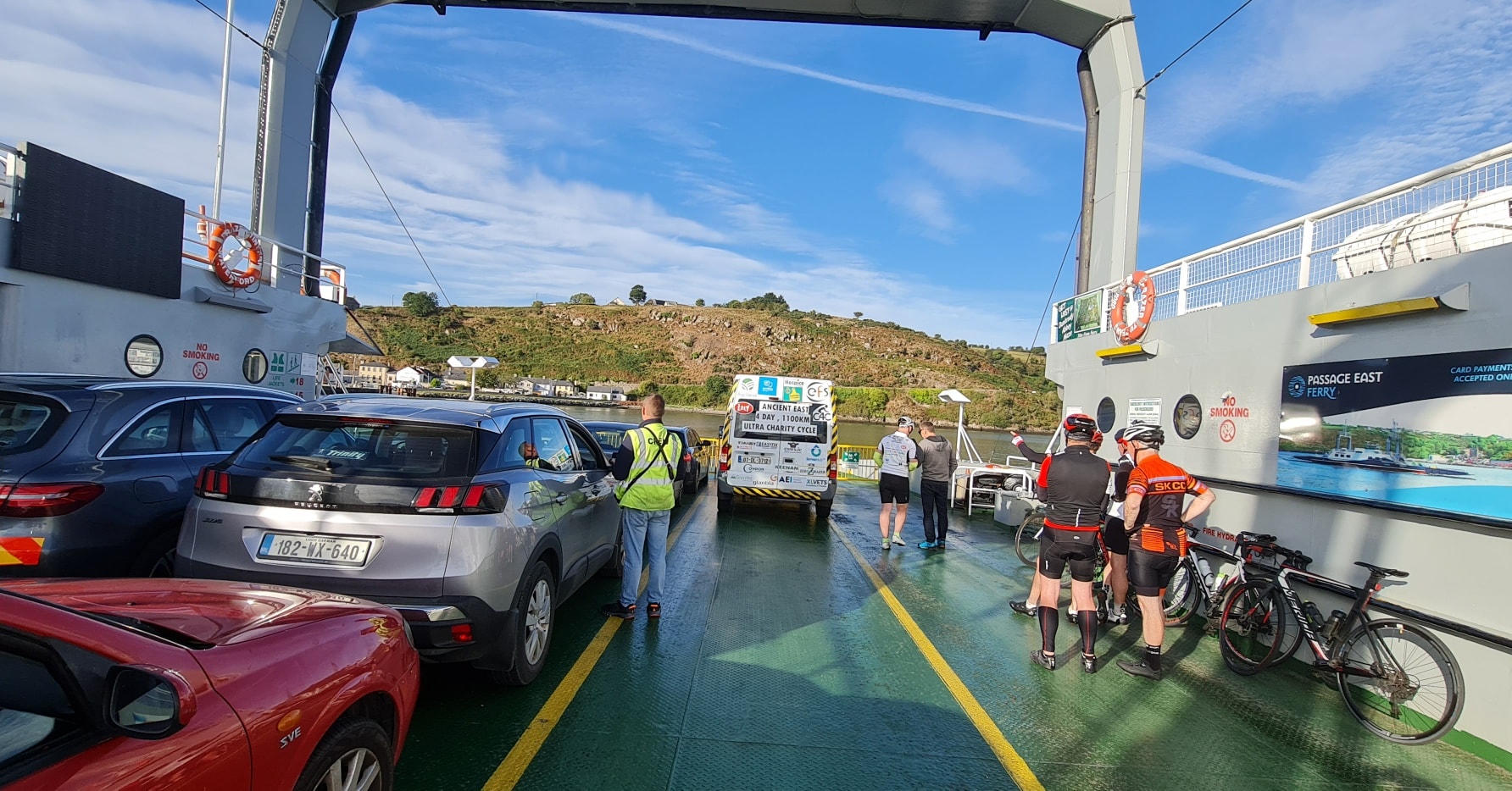 The ultra cyclists take the ferry to Passage West. Source: Ultra Cyclists, Facebook