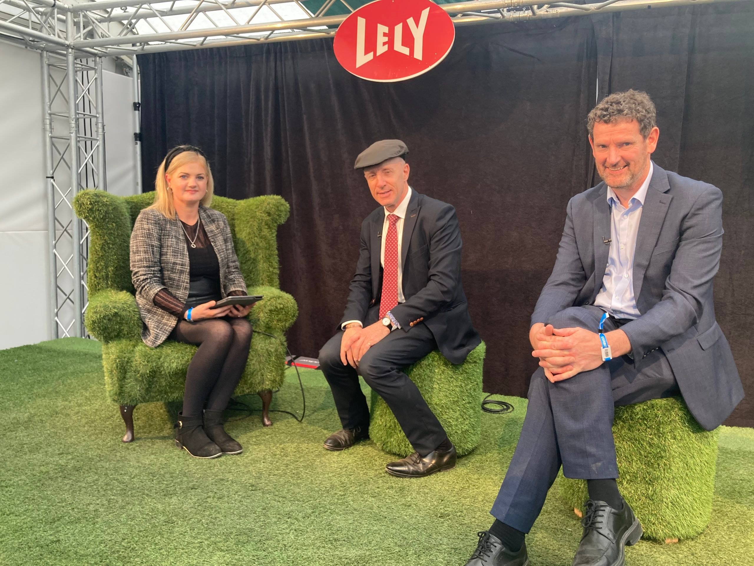 TD Michael Healy-Rae and MEP Colm Markey participating in a live discussion at the Agriland pavilion at Ploughing 2022
