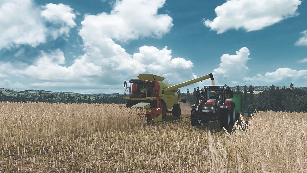 Combines and tractors are included in the package and can be linked to allow students to work together