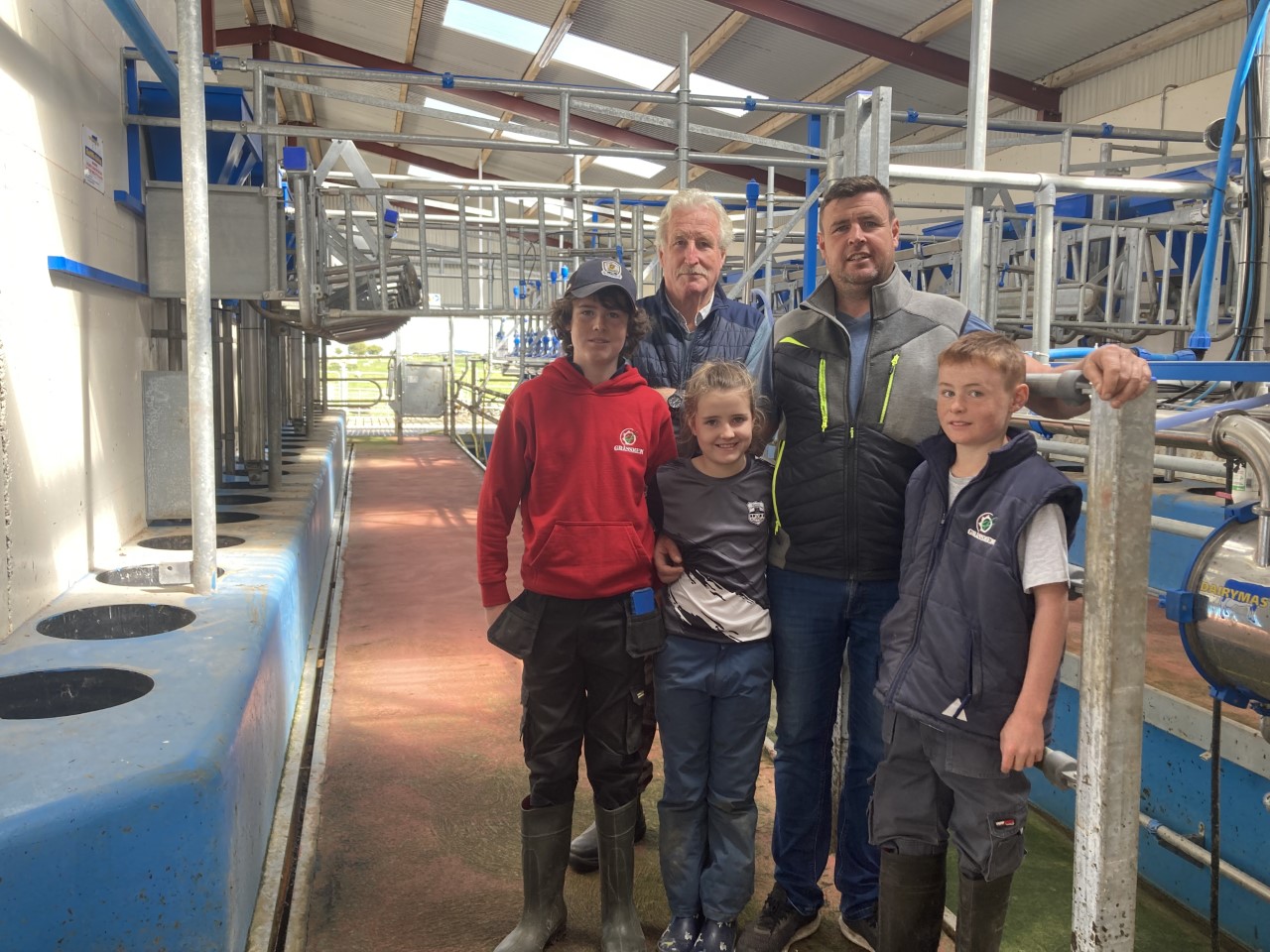 Patrick with his father John and three kids, Brion, Fionn and Aoibheann