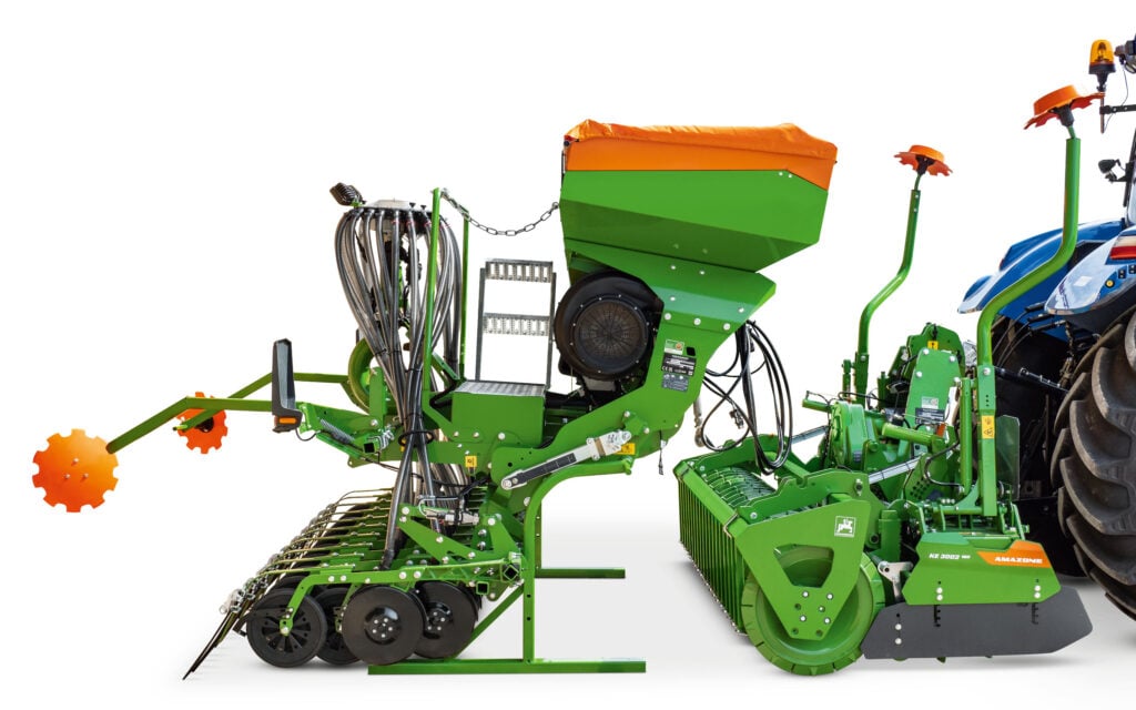 The drill can be mounted to various tillage implements without tools
