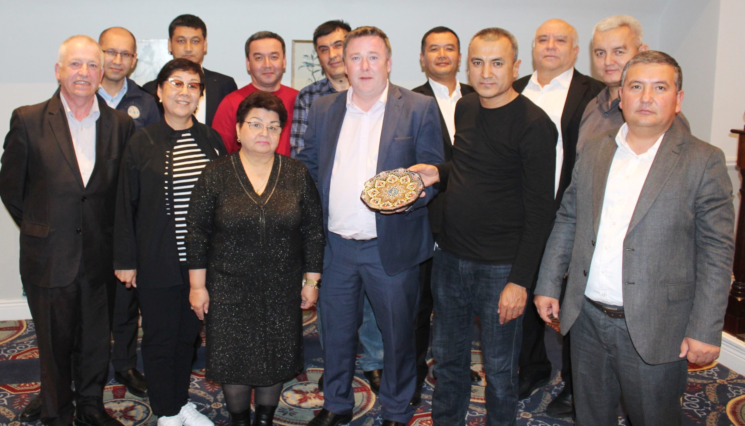 Members of the visiting delegation from Uzbekistan with Agriland managing director Cormac Farrelly (front, third from right) and Prof. Gerry Boyle (front left)