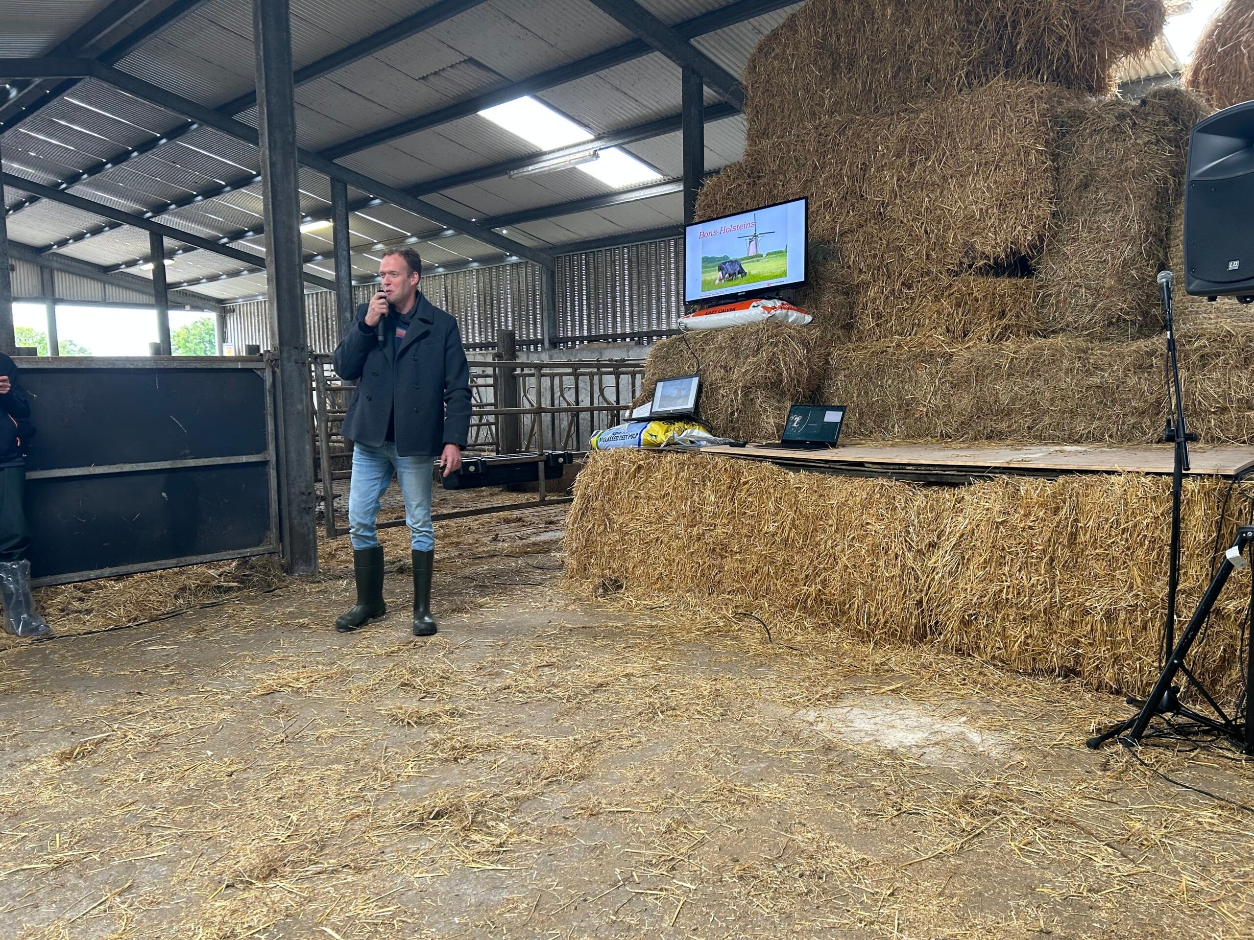 Nico Bons speaking at the farm walk at Windfield Holstein