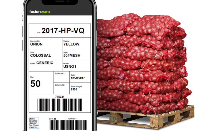 The Fusionware interface displays any data recorded in the supply chain