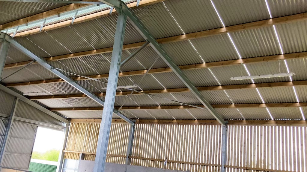 Solar panels can be fitted onto roofs with space sheeting such as this shed here